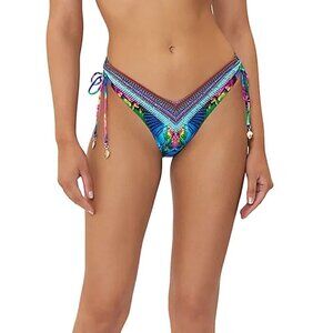 Camilla "Age Of Asteria" Ruched-Sides High-Leg Bikini Bottom, Multicolor